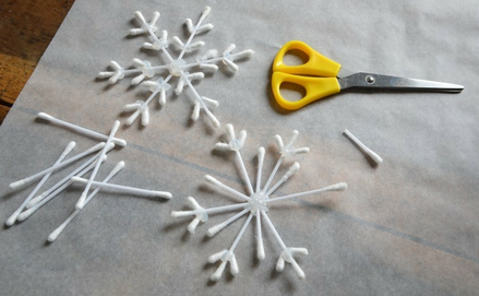 Fültisztító pálcika hópehely dekoráció DIY