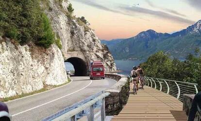 140 km-es, meseszép kerékpárút épül az olasz Garda-tó köré! Garda tó köré 140 km hosszú kerékpárút épül
