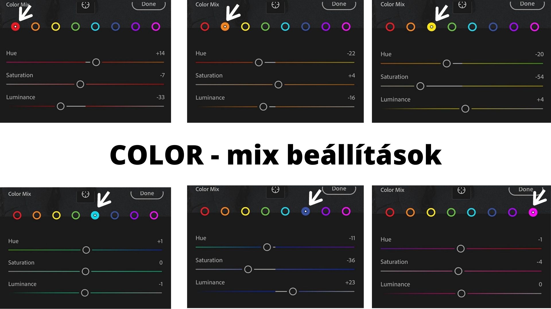 Color mix beállításai 